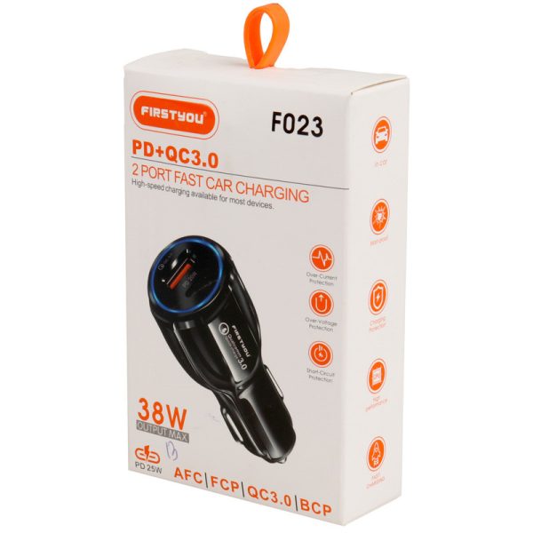 شارژر فندکی فست شارژ Firstyou F023 QC3.0 PD 3A 22W - Image 2