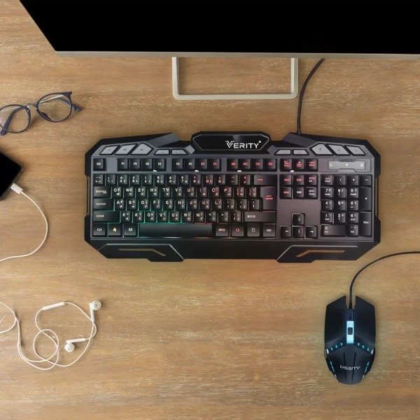 کیبورد و ماوس گیمینگ وریتی مدل V-KB6126GCW، سوییچ ممبران، Full-Size، نورپردازی LED RGB - Image 3