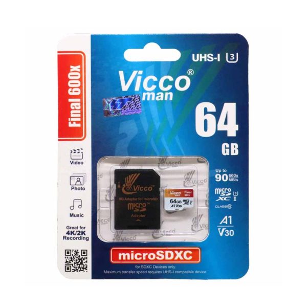 کارت حافظه microSDXC ویکومن مدل Final 633x کلاس 10 استاندارد UHS-I U3 سرعت 100MBs ظرفیت 128 گیگابایت به همراه آداپتور SD